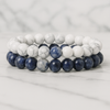 Bracelet Couple Howlite et Sodalite Bleue - Pierre Naturelle de Paix et Communication