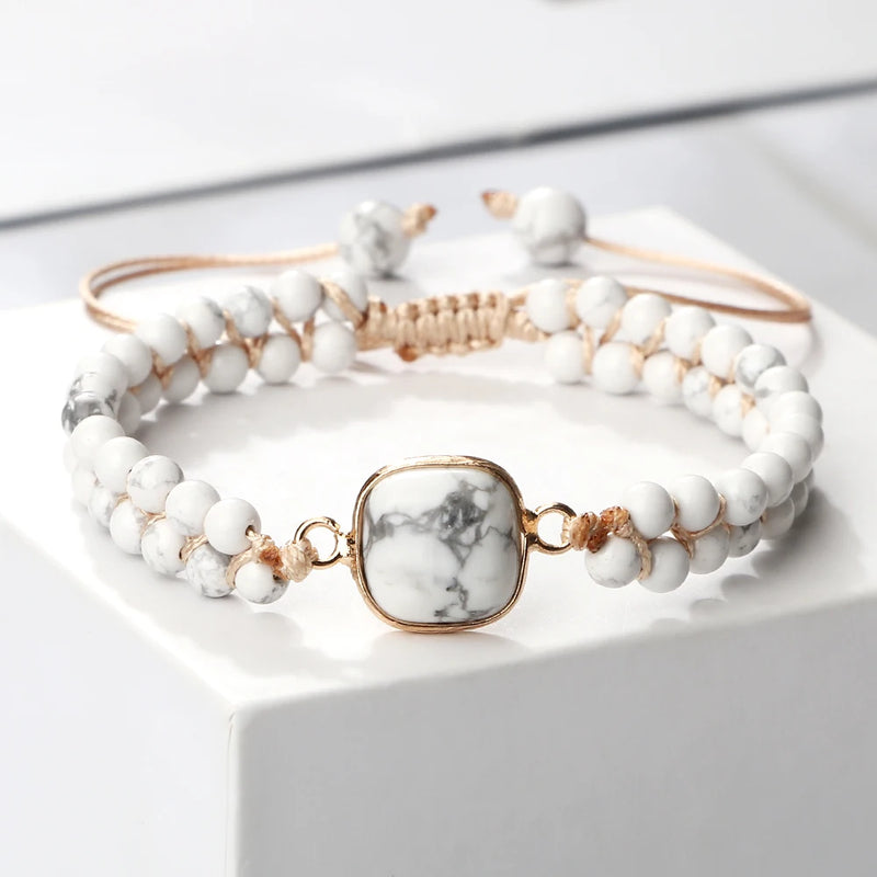 Bracelet Howlite - Pierre Naturelle de Sérénité et d'Apaisement pour Homme & Femme